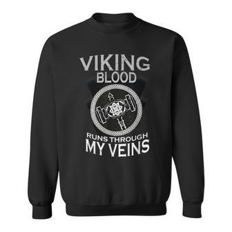 Viking Hammer Viking Blood Runs Through My Veins Sweatshirt - Seseable