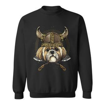Viking Shih Tzu Dog With Viking Helmet Mjolni Sweatshirt - Monsterry UK