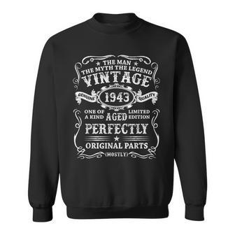 Vintage 1943 Man Myth Legend 80Th Birthday 80 Year Old Sweatshirt - Monsterry