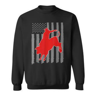 Vintage American Flag Bucking Bull Riding Patriotism Rodeo Rodeo Funny Gifts Sweatshirt | Mazezy