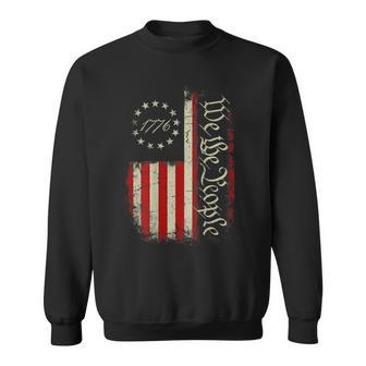Vintage American Flag Patriotic 1776 We The People On Back Sweatshirt | Mazezy