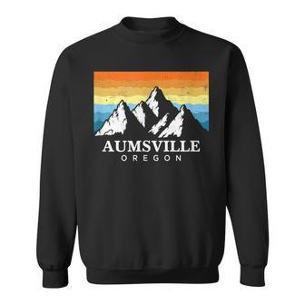 Vintage Aumsville Oregon Mountain Hiking Souvenir Print Sweatshirt | Mazezy