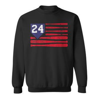 Vintage Baseball Fastpitch Softball 24 Jersey Number Sweatshirt | Mazezy DE
