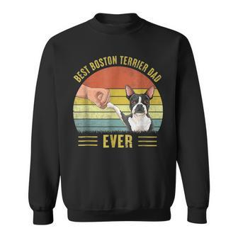 Vintage Best Boston Terrier Dad Ever Fist Bump Fathers Day Sweatshirt | Mazezy