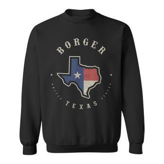 Vintage Borger Texas State Flag Map Souvenir Sweatshirt | Mazezy
