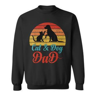 Vintage Cat And Dog Dad Owner Funny Father Daddy Pet Animal Sweatshirt | Mazezy