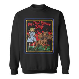 Vintage Child Game Horror Dark Humor My First Rescue Dog Sweatshirt - Seseable