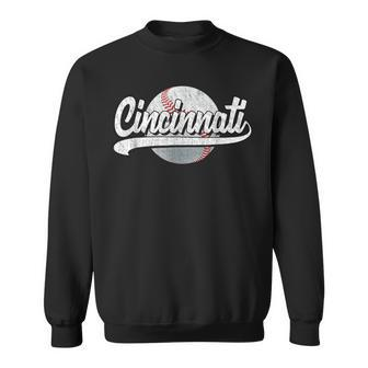 Vintage Cincinnati Graphic Funny Baseball Lover Player Retro Sweatshirt - Monsterry UK