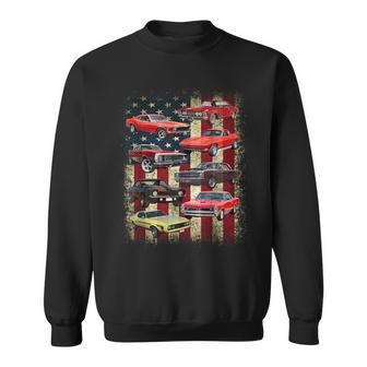 Vintage Classic Muscle Car Retro American Flag Patriotic Sweatshirt - Thegiftio UK