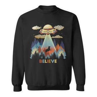 Vintage Cow Alien Abduction Area 51 Funny Ufo Alien Sweatshirt | Mazezy