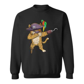 Vintage Dabbing Pirate Cat With Parrot Halloween Costume Halloween Funny Gifts Sweatshirt | Mazezy