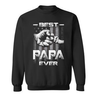 Vintage Fathers Day Best Papa Ever Fist Bump Usa Flag Daddy Sweatshirt - Thegiftio UK