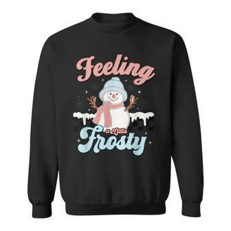 Vintage Feeling A Little Frosty Checkered Snowman Christmas Sweatshirt | Mazezy