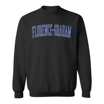 Vintage Florence-Graham Ca Distressed Blue Varsity Style Sweatshirt | Mazezy