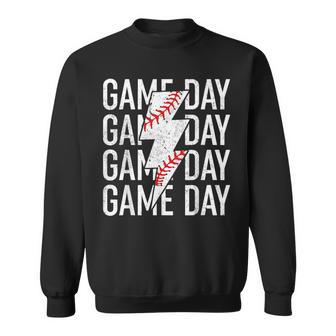 Vintage Game Day Fathers Day Lightning Bolt Baseball Sport Sweatshirt - Thegiftio UK