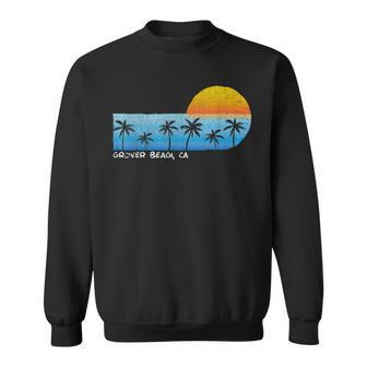 Vintage Grover Beach Ca Palm Trees & Sunset Beach Sweatshirt | Mazezy