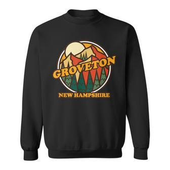 Vintage Groveton New Hampshire Mountain Hiking Print Sweatshirt | Mazezy
