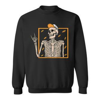 Vintage Halloween Skeleton Rock On Hand Skeleton Men Boys Sweatshirt | Mazezy