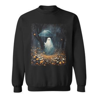 Vintage Halloween Spooky Ghost In The Forest Umbrella Gothic Sweatshirt - Seseable