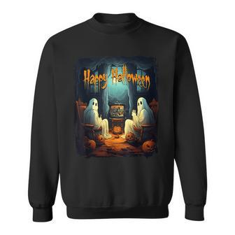 Vintage Happy Halloween Scary Ghost Horror Movie Pumpkin Happy Halloween Sweatshirt | Mazezy