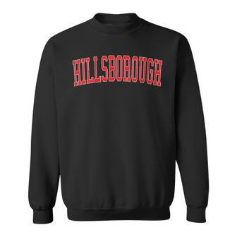 Vintage Hillsborough Nc Distressed Red Varsity Style Sweatshirt | Mazezy