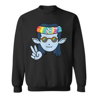 Vintage Hippie Tie Dye Peace Sign Halloween Kid Vampire Halloween Funny Gifts Sweatshirt | Mazezy