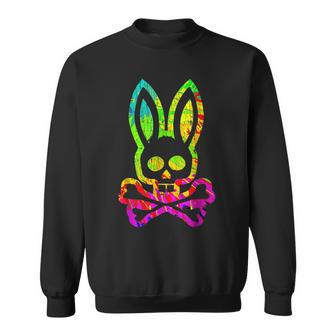Vintage Horror Bunny Rabbit Face Tie Dye Happy Easter Day Rabbit Sweatshirt | Mazezy