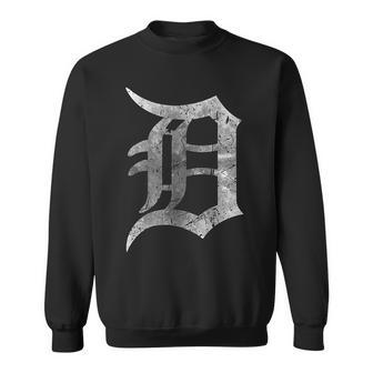 Vintage Letter D Detroit Michigan 313 White Style 3 Back Sweatshirt | Mazezy