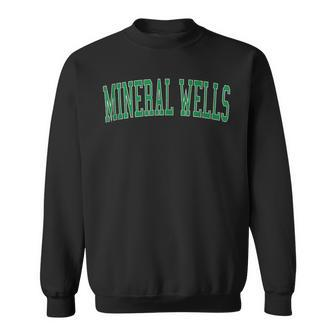 Vintage Mineral Wells Tx Distressed Green Varsity Style Sweatshirt | Mazezy DE