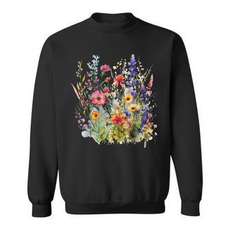 Vintage Nature Lover Botanical Floral Aesthetic Wildflowers Sweatshirt | Mazezy CA
