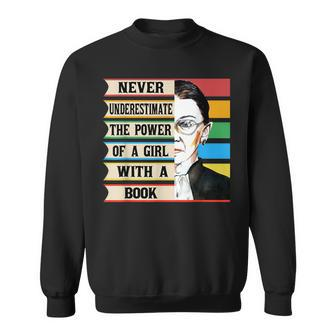 Vintage Never Underestimate The Power Of A Girl With A Book Sweatshirt | Mazezy
