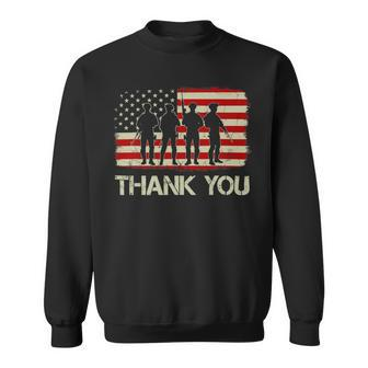 Vintage Old American Flag Patriotic Thank You Veterans 292 Sweatshirt - Monsterry DE