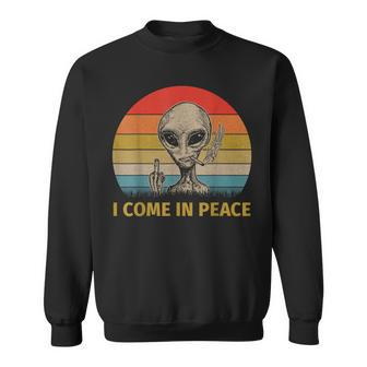 Vintage I Come In Peace Alien Smoking Sweatshirt | Mazezy