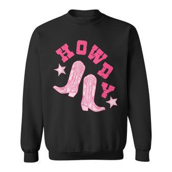 Vintage Pink Howdy Rodeo Western Country South Cowgirl Boot Rodeo Funny Gifts Sweatshirt | Mazezy