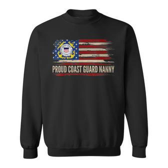 Vintage Proud Coast Guard Nanny American Flag Gift Sweatshirt | Mazezy