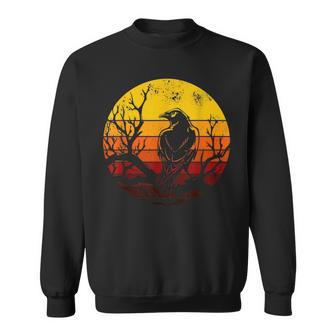 Vintage Raven Retro Halloween Gothic Crow Bird Lover Gift Halloween Funny Gifts Sweatshirt | Mazezy
