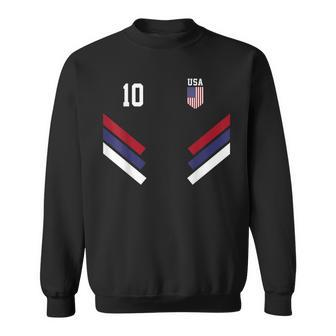 Vintage Retro 10 American Football Usa Flag Soccer Jersey Sweatshirt - Seseable