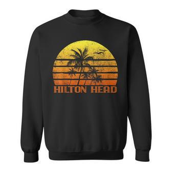 Vintage Retro Beach Vacation Hilton Head Island Sunset Vacation Funny Gifts Sweatshirt | Mazezy CA