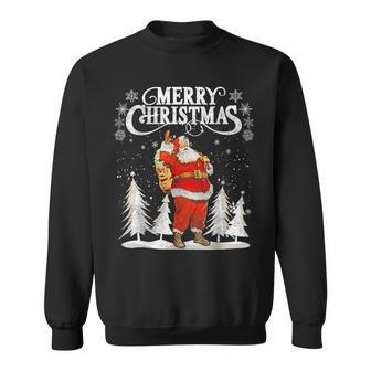 Vintage Retro Merry Christmas Santa Claus Pajama Family Sweatshirt - Seseable