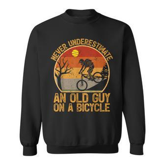 Vintage Retro Never Underestimate An Old Guy On A Bicycle Sweatshirt - Seseable
