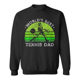 Vintage Retro Worlds Best Tennis Dad Silhouette Sunset Gift Sweatshirt | Mazezy