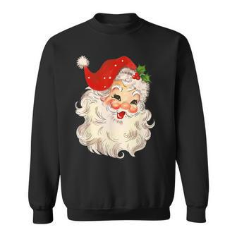 Vintage Santa Claus Face Christmas Xmas Santa Claus Sweatshirt - Seseable