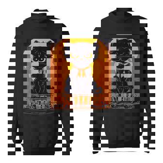 Vintage Scary Cute Halloween Black Cat & Moon Costume Moon Funny Gifts Sweatshirt | Mazezy