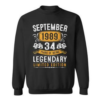 Vintage September 1989 34 Years Old 34Th Birthday Sweatshirt