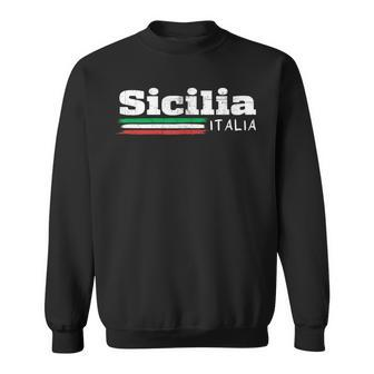 Vintage Sicilia Italia Sicily Italian Flag Italy Souvenir Sweatshirt | Mazezy