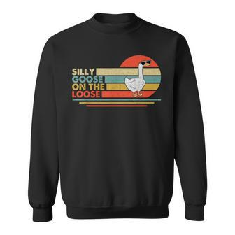 Vintage Silly Goose On The Loose Funny Goose University Sweatshirt | Mazezy