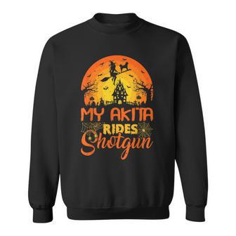 Vintage Sunset My Akita Dog Ride Shotgun Halloween Halloween Funny Gifts Sweatshirt | Mazezy