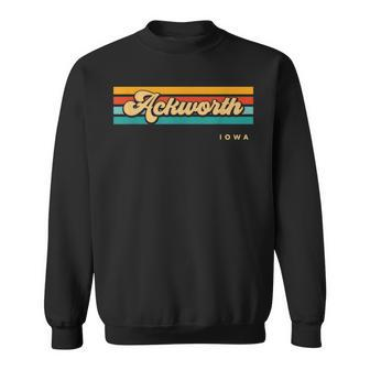 Vintage Sunset Stripes Ackworth Iowa Sweatshirt | Mazezy