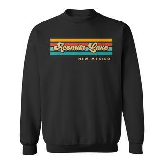 Vintage Sunset Stripes Acomita Lake New Mexico Sweatshirt | Mazezy