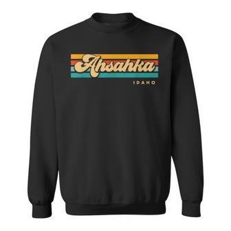 Vintage Sunset Stripes Ahsahka Idaho Sweatshirt | Mazezy